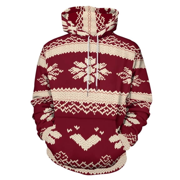 Merry Christmas Men's Women Vintage 3D Hooded Sweatshirt - All-Season Loose Fit Streetwear