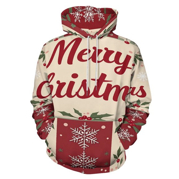 Merry Christmas Men's Women Vintage 3D Hooded Sweatshirt - All-Season Loose Fit Streetwear