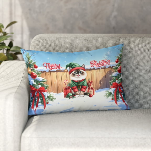 Merry Christmas Meowy Catmas Noel Ragdoll Elf Candy Cane Snow Pillowcase Double Sided Cat Lover Kitten Owner Gifts Idea Pillow Case Covers - 13017