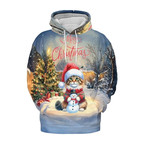 Merry Christmas Meowy Catmas Xmas Noel Maine Coon Santa Snowman All Over Print 3D Hoodie Unisex Merch Hoodies Cat Lover Kitten Owner Gifts - 13016