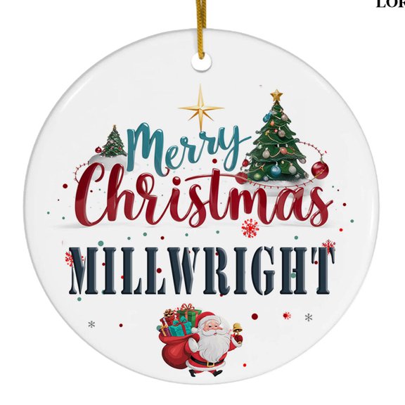 Merry Christmas Millwright Ceramic Ornament, Appreciation Gift, Holiday Tree Décor