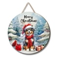 thumbnail image 1 of Merry Christmas Miniature American Shepherd Enjoys Woofmas Winter Xmas Holiday Round Wood Sign MAS Dog Lover Gifts Hanging Wall Home Decor - 02022, 1 of 5