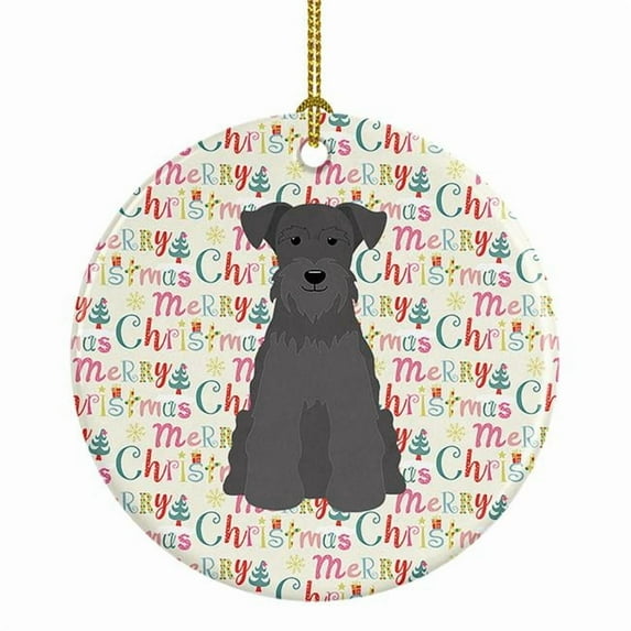 Merry Christmas Miniature Schnauzer Black Ceramic Ornament 2.8 in x 2.8 in