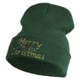 thumbnail image 1 of Merry Christmas Mistletoe Embroidered 12 inch Cuffed Knit Long Beanie - Kelly XL-3XL, 1 of 5