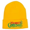 thumbnail image 1 of Merry Christmas Mistletoe Embroidered Long Beanie - Yellow OSFM, 1 of 5