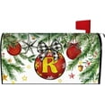 thumbnail image 1 of Merry Christmas Monogram Letter R Mailbox Cover Magnetic 21x18 Inch, Family Last Name Initial Post Letter Box Covers, Winter Holiday Xmas Seasonal Outdoor Yard Standard Mailbox Decor, 1 of 6