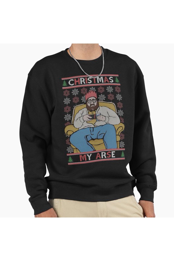 Merry Christmas My Arse Grumpy Unisex Sweatshirt Funny Retro Vintage British Comedy Look G5354, Up to Size 5XL