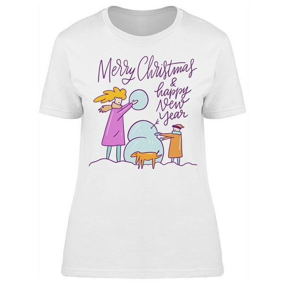 Merry Christmas N Happy New Year T-Shirt Women -Image by Shutterstock, Female XX-Large