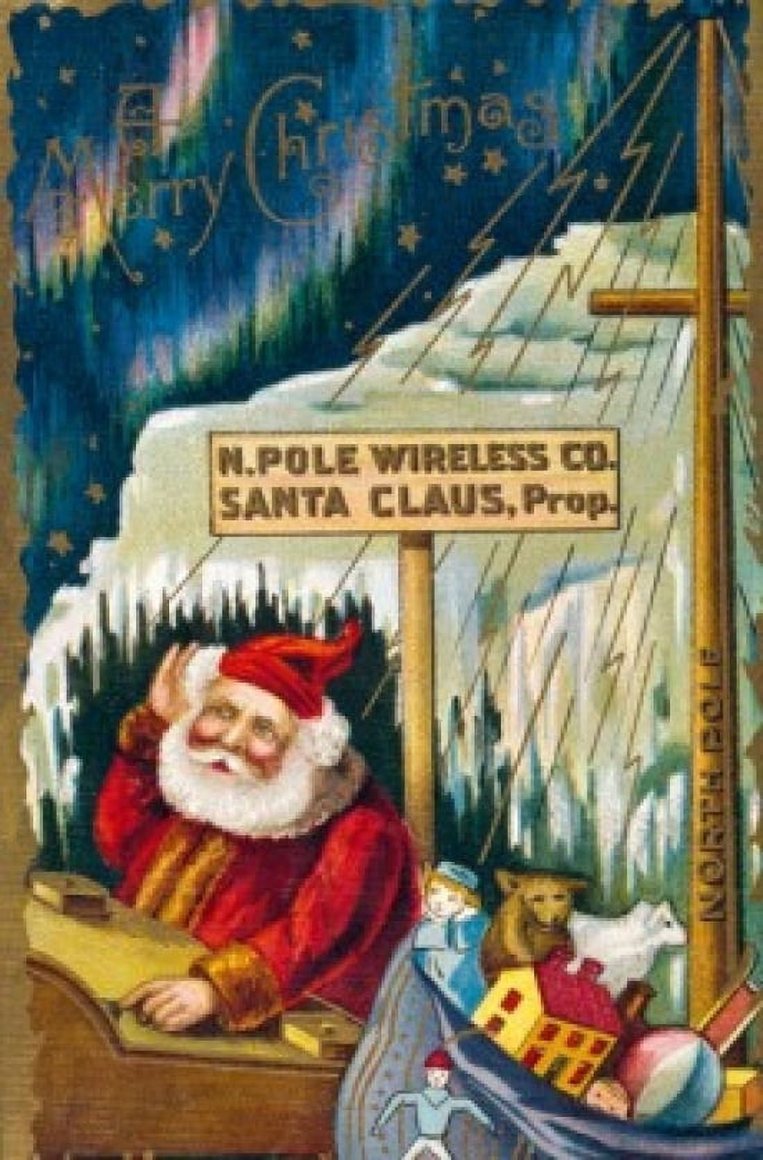 Merry Christmas N Pole Wireless Co Nostalgia Cards Canvas Art - (24 x 36)