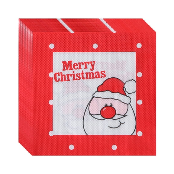 Merry Christmas Napkin, Red Santa Claus, Snowflake, Dessert Paper, Red Wide Border, Handnapkin, Beverage Cake Salad Fruit Paper, Dinnerware, Luncheon Paper, Disposable, Xmas Party Supplies BBQ Picnic