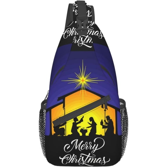 Merry Christmas Nativity Jesus Holy Night Sling Bag Crossbody Hiking Travel Chest Bags Backpack Shoulder Daypack for Women Men