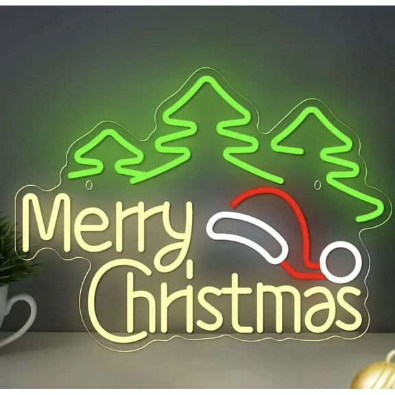 Merry Christmas Neon Signs Christmas Led Light Sign Xmas Holly Neon Light For Holiday Party Home Bar Festival Wall Decor