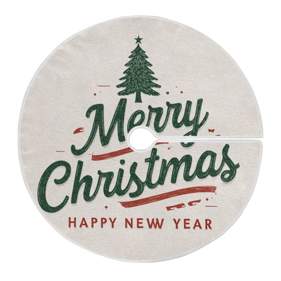 Merry Christmas New Year Logo Christmas Tree Skirt Opening Design Floor Mat Holiday Decor 35 inch