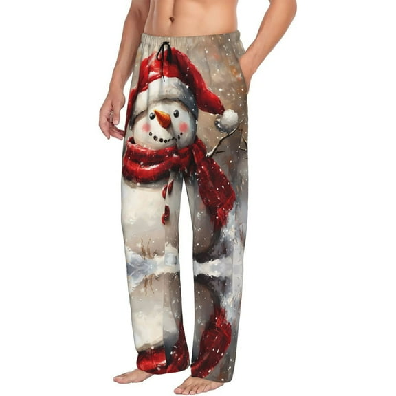 Merry Christmas No.326 Mens Pajama Pants Bottoms with Pockets - Comfy Mens Pj Pants, Soft Men Lounge Pants