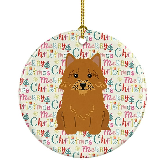 Merry Christmas Norwich Terrier Ceramic Ornament 2.8 in x 2.8 in