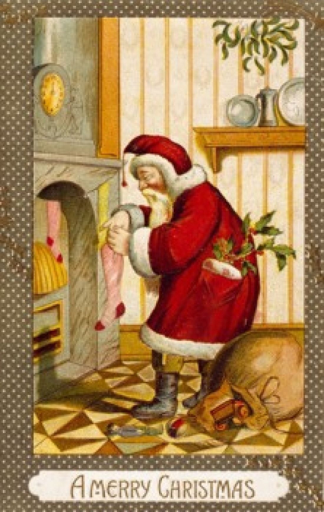 Merry Christmas Nostalgia Cards Canvas Art - (24 x 36)