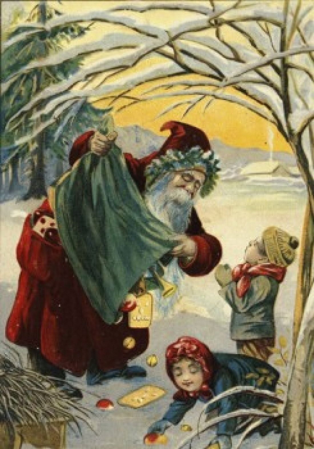 Merry Christmas Nostalgia cards Canvas Art - (24 x 36)