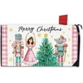 thumbnail image 1 of Merry Christmas Nutcracker Mailbox Cover Magnetic Standard Size 21"x19", Pink Xmas Tree Buffalo Plaid Decorative Post Letter Box Decor, Winter Holiday Farmhouse Garden Outdoor Decoration, 1 of 6