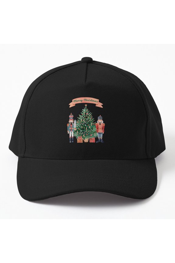 Merry Christmas Nutcrackers Tree Baseball Cap, Holiday Soldier Graphic Design, Classic Hat