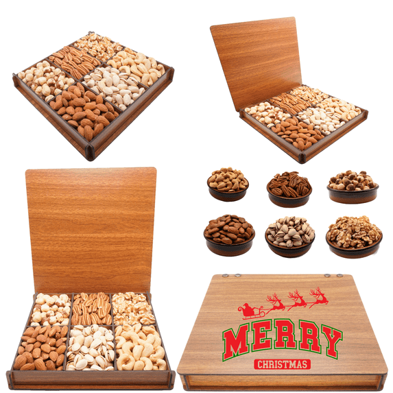 Merry Christmas Nuts Gift Basket, Gourmet Food Holiday, Customer Gift Boxes, Secret Garden's