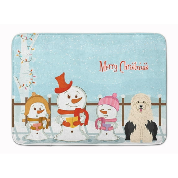 Merry Christmas Old English Sheepdog Machine Washable Memory Foam Mat