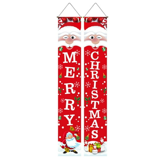 Merry Christmas Outdoor Hanging Banner Christmas Door Banner Sign Home Wall Decoration Banner Welcome Banner Party Decor