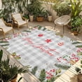 thumbnail image 1 of Merry Christmas Outdoor Rug for Patio/Deck/Porch, Non-Slip Large Area Rug 5 x 8 Ft, Xmas Pine Branch Red Star Balls Grey Plaid Indoor Outdoor Rugs Washable Area Rugs, Camping Rug Carpet Runner, 1 of 8