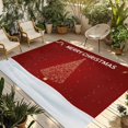 thumbnail image 1 of Merry Christmas Outdoor Rug for Patio/Deck/Porch, Non-Slip Large Area Rug 5 x 8 Ft, Xmas Pine Trees Snow Snowflakes Red Indoor Outdoor Rugs Washable Area Rugs, Reversible Camping Rug Carpet Runner, 1 of 8