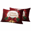 thumbnail image 1 of Merry Christmas Outdoor Waterproof Pillow Covers, Winter Xmas Pine Needle Sparkle Bells Decorative Rectangle Throw Pillowcase Sofa Cushion Sham for Patio/Couch/Chair, 20"x12" 2 Pack, 1 of 8