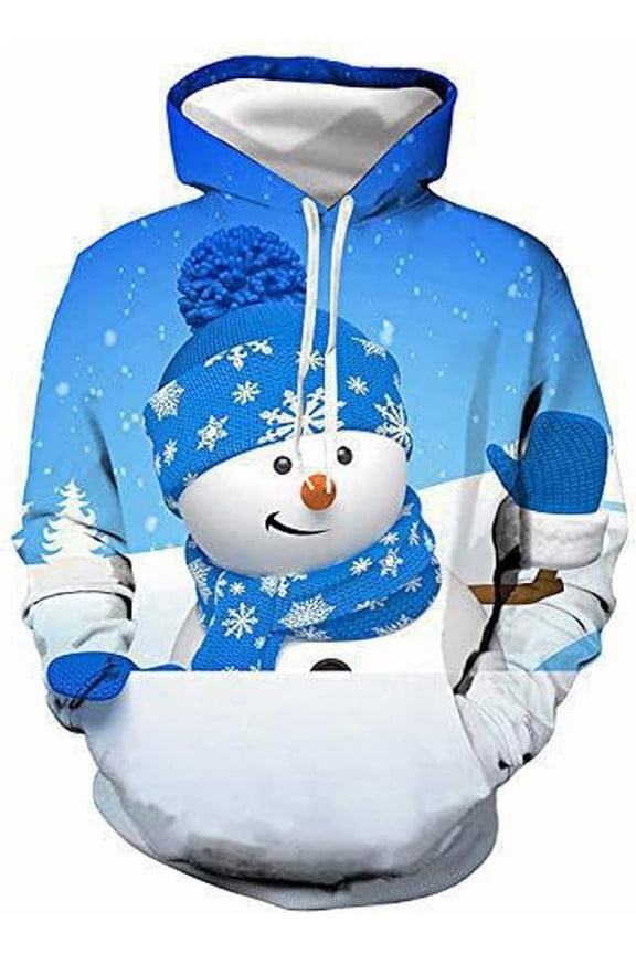 Merry Christmas Oversized Hoodies for Women Plus Size Long Sleeve Sweatshirts Drawstring Xmas Graphic Sweatshirt Loosen Snowman Pullover with Pocket