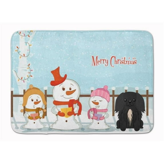 Merry Christmas Pekingnese Black Machine Washable Memory Foam Mat
