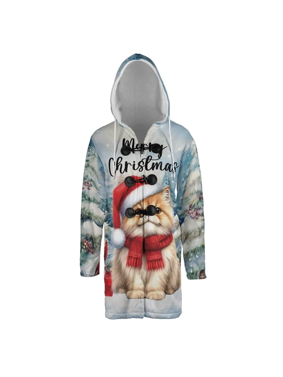 Merry Christmas Persian Enjoys Catmas Winter Xmas Holiday All Over Print 3D Hooded Duffle Toggle Coat Cat Lover Kitten Owner Gifts - 02022