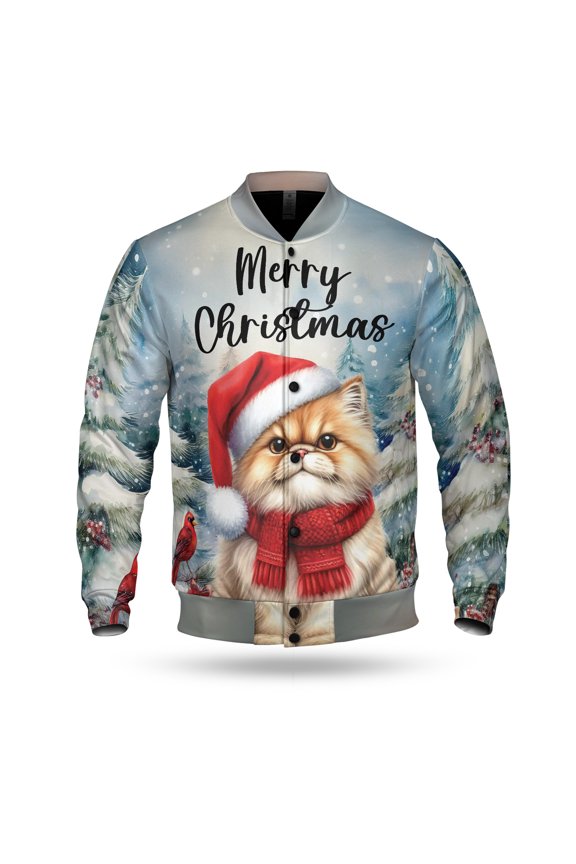 Merry Christmas Persian Enjoys Catmas Winter Xmas Holiday All Over Print 3D Baseball Jacket Cat Lover Kitten Owner Gifts Bomber Jacket Softball - 02022