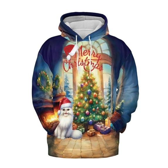 Merry Christmas Persian Santa Hat Xmas Tree Winter Holiday All Over Print 3D Hoodie Unisex Merch Hoodies Cat Lover Kitten Owner Gifts - 01013