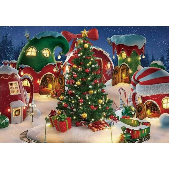 Merry Christmas Photography Backdrop Glitter Sparkle Red Snowflakes Background Winter New Year Family Party ration Banner