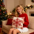 thumbnail image 1 of Merry Christmas Pillow, 17.72x17.72 Inch Red Snowflake Christmas Tree Decorative Cushion, Snowflake Holiday Pillow, Suitable For Sofa And Bed, 1 of 6