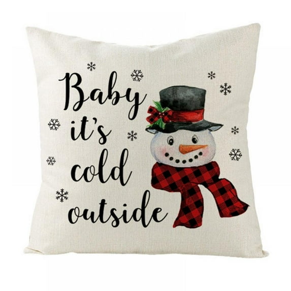 Merry Christmas Pillow Case Throw Cushion Cover, Print Snowman,Christmas Tree,Christmas Deer,Santa Claus,Decorative Cotton Linen Pillow Decorations for Christmas Decor Gifts