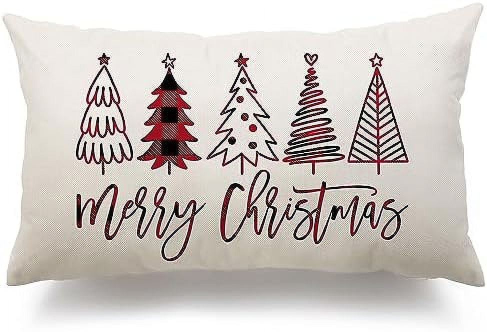 Merrycolor Decorative Farmhouse Throw Pillow Covers 12x20 Lumbar Pillow  Case Cream White and Gray Striped Linen Pillow Covers Neutral Accent  Pillows