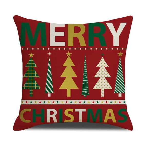 Merry Christmas Pillow Cover Cotton Linen Decorative Pillowcase Zipper Closure Holiday Home Decor Supplies