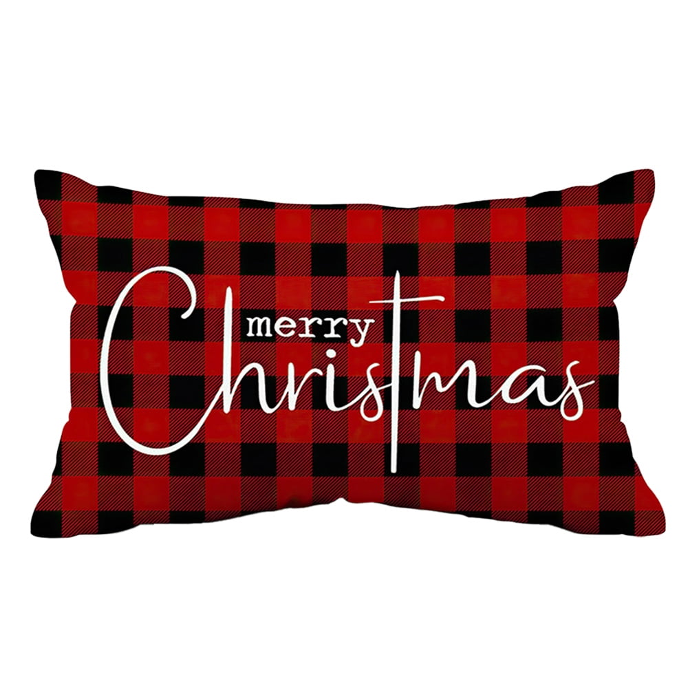 Merry Christmas Pillow Cover Farmhouse Christmas Throw Lumbar Pillow Cover