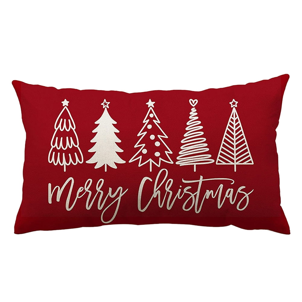 Merry Christmas Pillow Cover Farmhouse Christmas Throw Lumbar Pillow