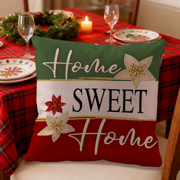 Merry Christmas Pillow Cover, Natural Burlap Christmas Sofa Living Room Holiday Decorate Cushion Case, Christmas Bell Snowman Santa Claus Pillowcase New Year Family Decoration