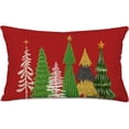 thumbnail image 1 of Merry Christmas Pillow Covers 12x20 Inch Green Red Christmas Tree Farmhouse Decoration Throw Pillow Cover Winter Holiday Pillows Cushion Cover Cotton Linen for Sofa Couch, 1 of 6