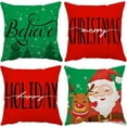Merry Christmas Pillow Covers 16x16 Set of 4 Velvet Christmas Pillow