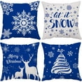 thumbnail image 1 of Merry Christmas Pillow Covers 16x16 Set of 4 Velvet Christmas Pillow Cases Blue Xmas Holiday Throw Pillow Covers Soft Christmas Tree Cushion Covers for Outdoor Home Bed Sofa Couch(16 Inch), 1 of 6