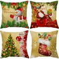 thumbnail image 1 of Merry Christmas Pillow Covers 16x16 Set of 4 Velvet Christmas Pillow Cases Red Green Xmas Holiday Throw Pillow Covers Soft Christmas Tree Cushion Covers for Outdoor Home Bed Sofa Couch(16 Inch), 1 of 6