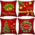 thumbnail image 1 of Merry Christmas Pillow Covers 16x16 Set of 4 Velvet Christmas Pillow Cases Red Green Xmas Winter Holiday Throw Pillow Covers Christmas Tree Cushion Covers for Outdoor Home Bed Sofa Couch(16 Inch), 1 of 5