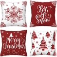 thumbnail image 1 of Merry Christmas Pillow Covers 18x18 Inch Set of 4 Let It Snow Throw Pillowcase Christmas Tree for Home Decor Living Room Outdoor Sofa, 1 of 6