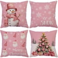 thumbnail image 1 of Merry Christmas Pillow Covers 20x20 Set of 4 Velvet Christmas Pillow Cases Pink Xmas Winter Holiday Throw Pillow Covers Christmas Tree Snowman Cushion Covers for Outdoor Home Bed Sofa Couch(20 Inch), 1 of 5