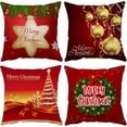 thumbnail image 1 of Merry Christmas Pillow Covers 20x20 Set of 4 Velvet Christmas Pillow Cases Red Green Xmas Holiday Throw Pillow Covers Soft Christmas Tree Cushion Covers for Outdoor Home Bed Sofa Couch(20 Inch), 1 of 6